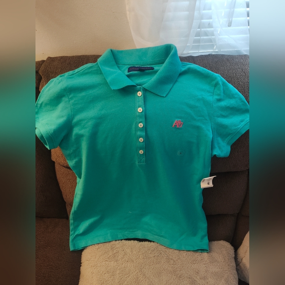 Women AeropostaleTurquoise Polo Shirt Size S